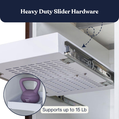 Pull Out Cabinet Organizers 17" Deep, 12"-17.5" Expandable Roll Out Slide Pantry Shelves, Adjustable Width