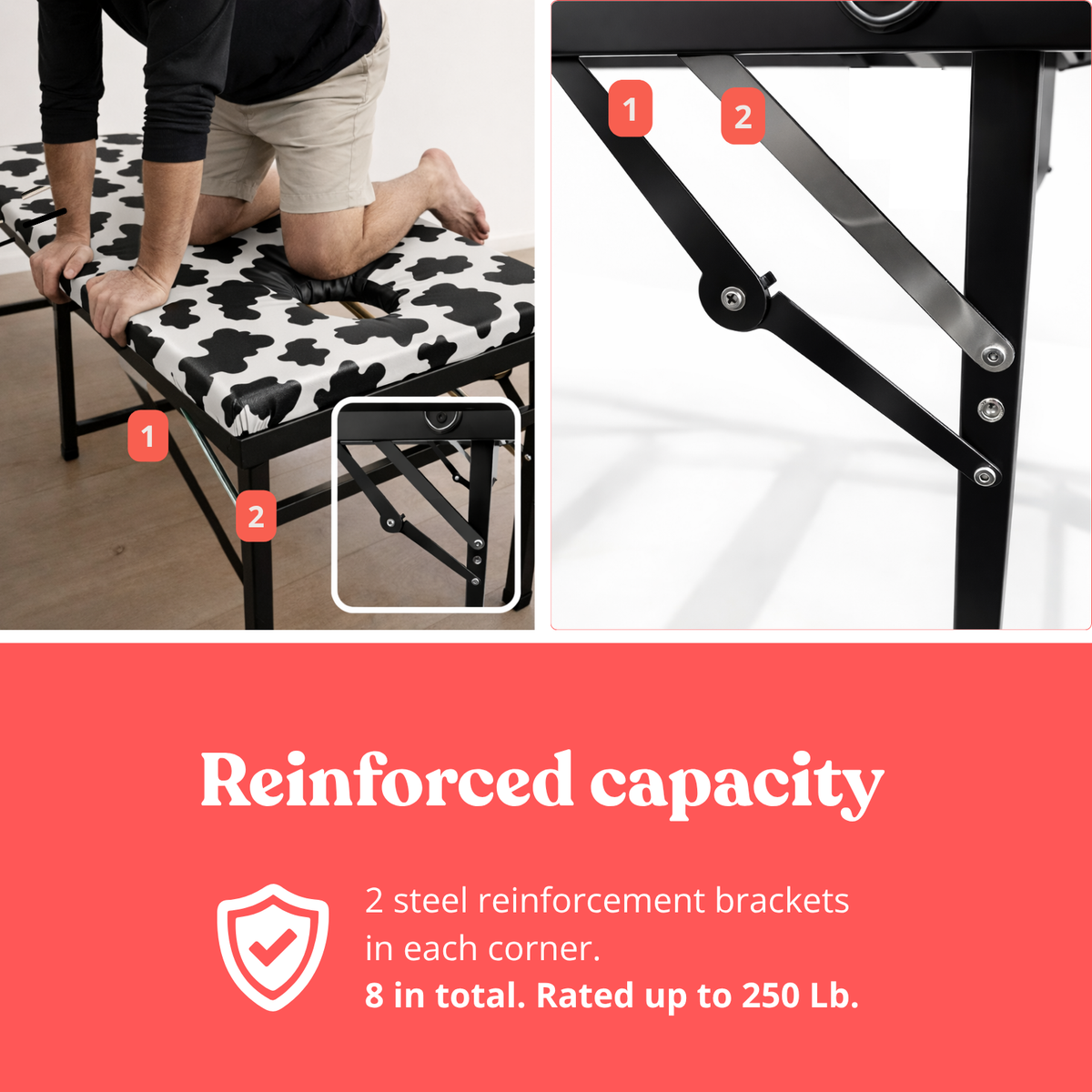 MILKER MOO milking table with 8 steel reinforcement brackets