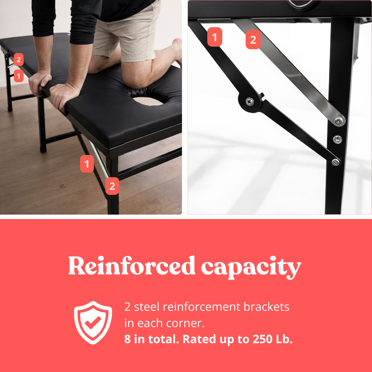 MILKER milking table with 8 steel reinforcement brackets